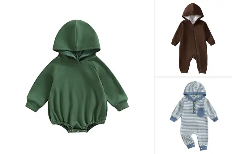 Detailed view of Best Baby Hooded Rompers: Cozy & Cute