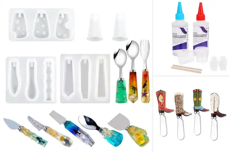Detailed view of Best Hand Painted Resin Handle Knives